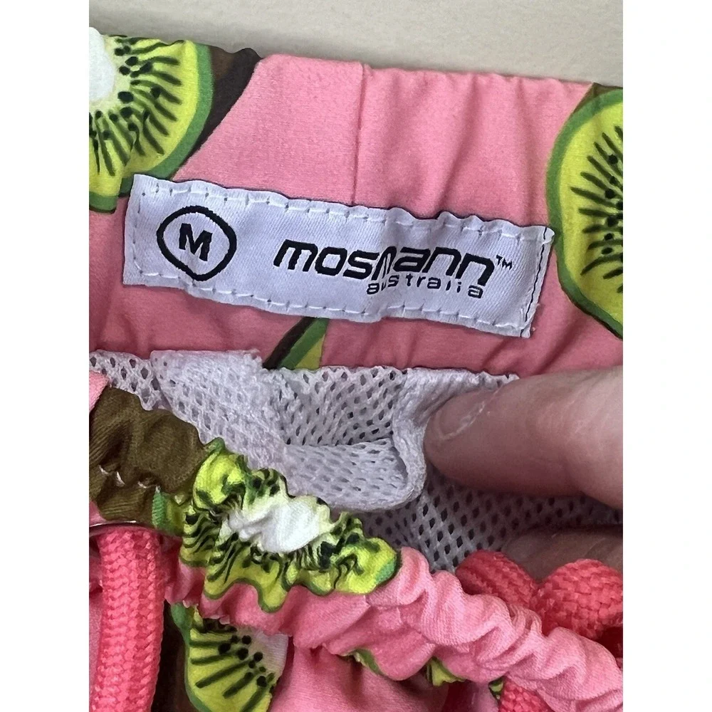 Mosmann Australia‎ Beach Swing Shorts Men's Coral Kiwi Drawstring Pockets Medium